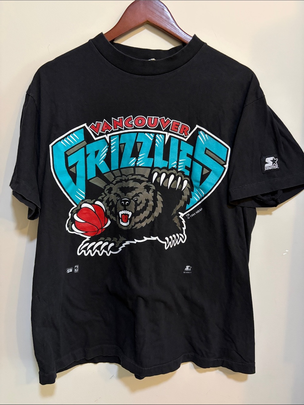 Vancouver Grizzlies Starter 1994 Vintage Style NBA Tee Black Large